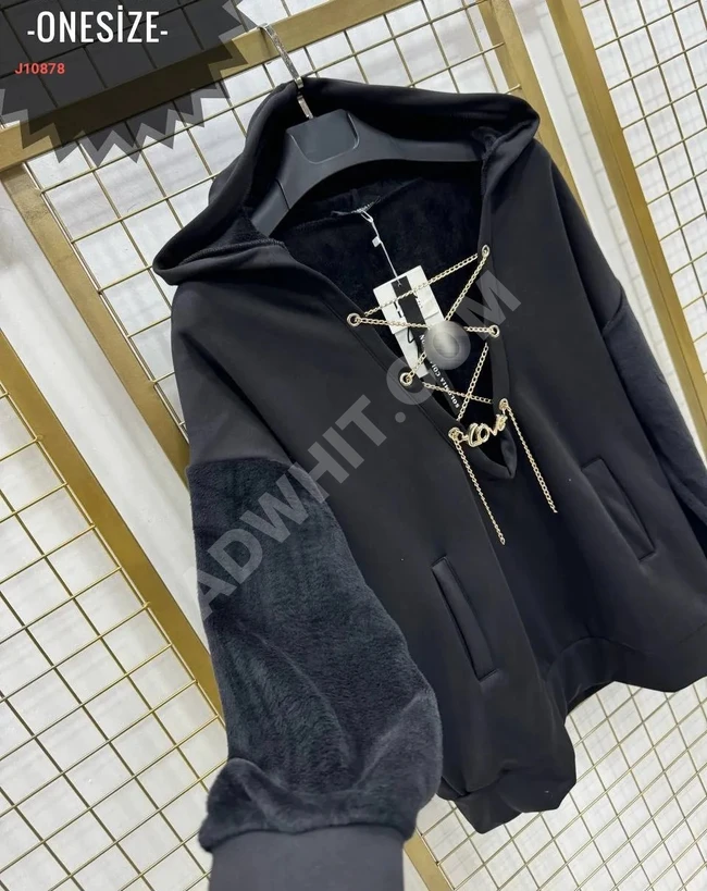 Hoodie with a cap and chains