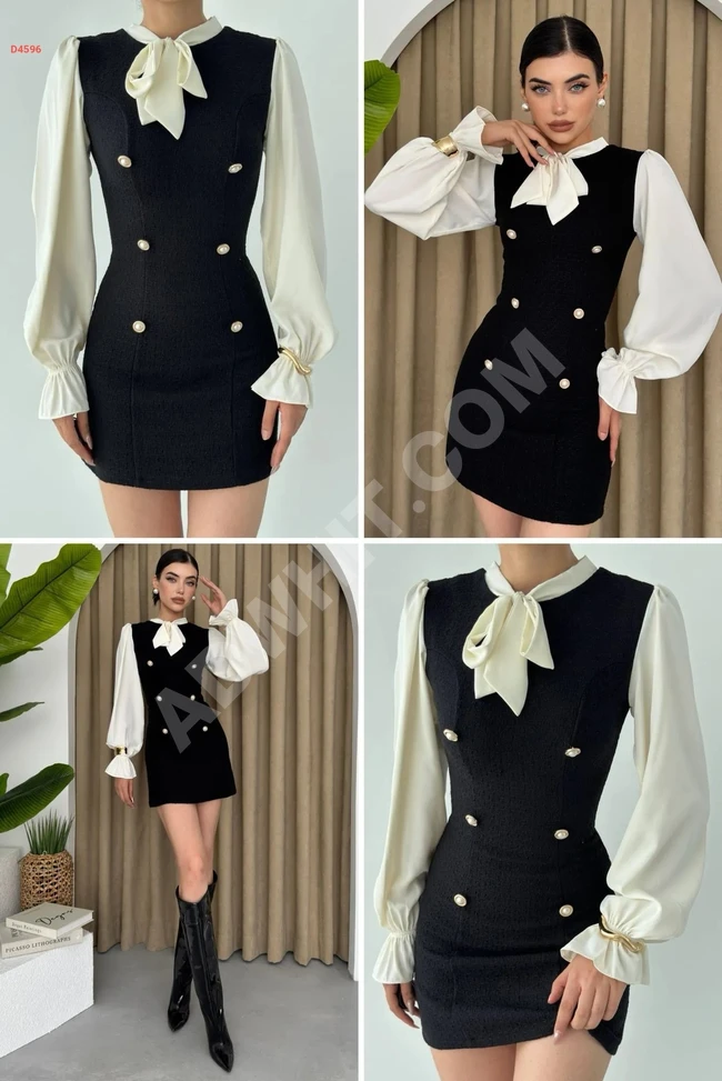 Short dress two-tone long sleeves