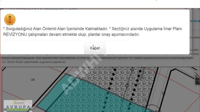 AVRUPA GARİMENKUL'den İMAR İÇİNDE 1,911 m2 YATIRIMLIK