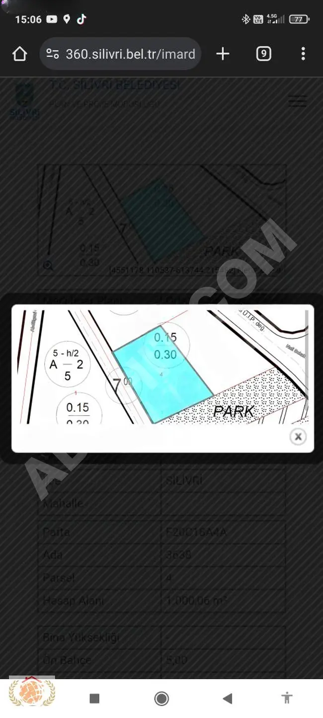 Two adjacent plots of land for sale in SİLİVRİ ORTAKÖY