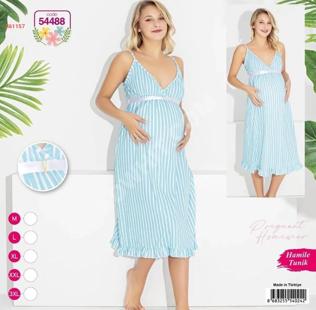 Striped short sleeve sleepwear for pregnant women