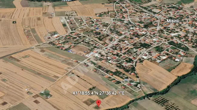 Licensed plot of land with an area of 402 square meters beside the village in the TEKİRDAĞ ERGENE MİSİNLİ neighborhood