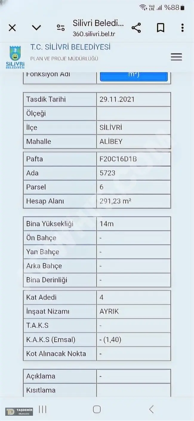 Land for sale in SİLİVRİ Center with a permit for 4 floors