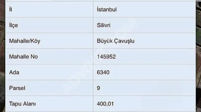 SİLİVRİ BÜYÜKÇAVUŞLUDA KÖŞEBAŞI VİLLA İMARLI 400 M KELEPİR ARSA