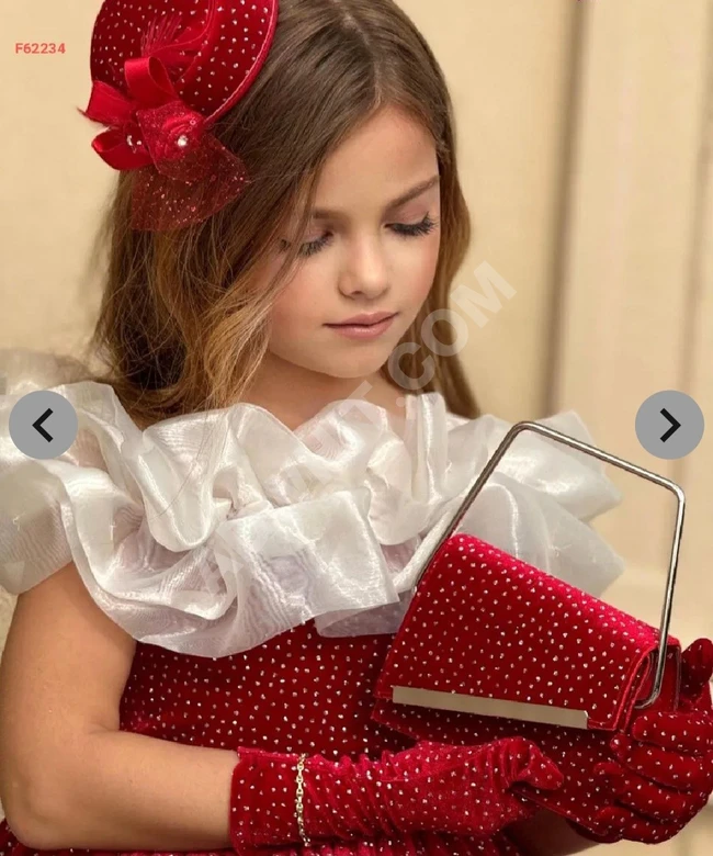 Girls' velvet and organza dress with a hat and gloves