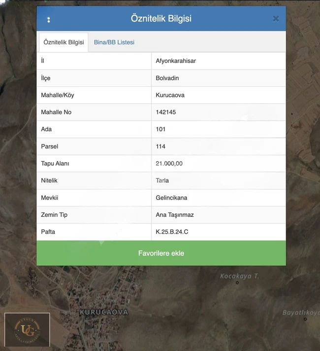 AFYONKARAHİSAR BOLVADİN KURUCAOVA'DA 21.000 M2 UYGUN ARSA