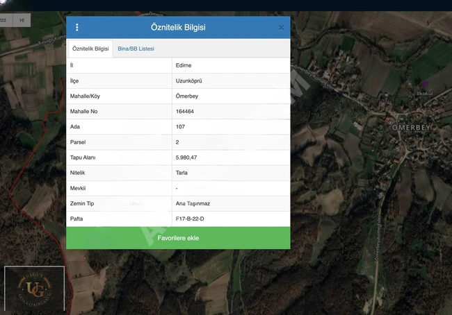 أرض مناسبة للبيع  5,980 م² في EDİRNE UZUNKÖPRÜ حي ÖMERBEY