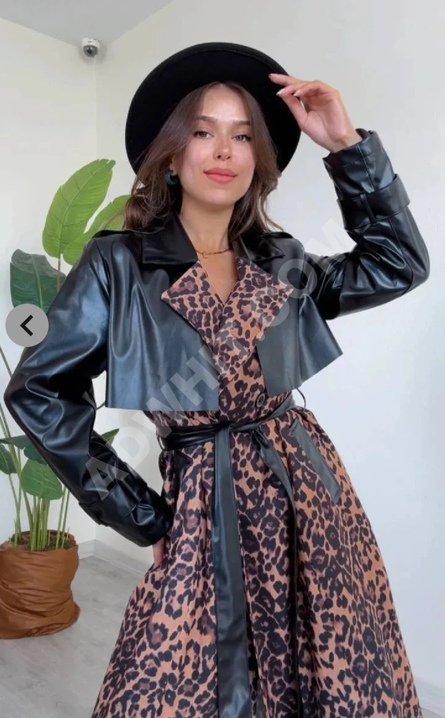 Tiger leather trench coat