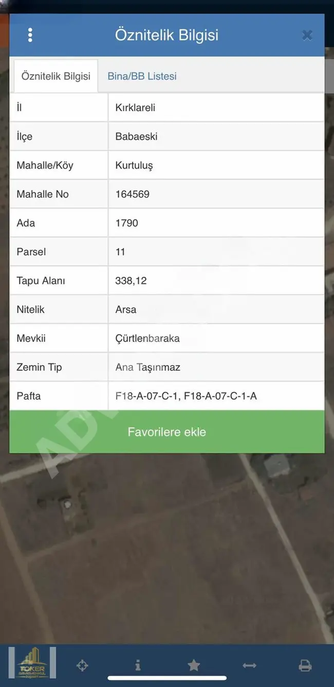 قطعة أرض للبيع بمساحة 338 متر مربع في BABAESKİ KURTULUŞ  (مناسبة للمبادلة بسيارة)