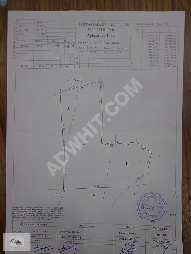 TEKİRDAĞ ŞARKÖY'DE SATILIK DENİZ MANZARALI İMARLI PROJELİ ARSA