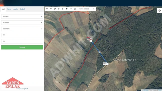 YAREN EMLAKTAN KANDIRA LOKMANLI'DA TEK TAPU 512 M2 YOLA YAKIN