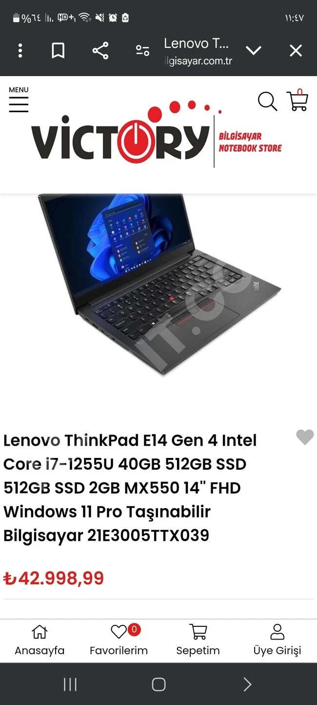 Lenovo ThinkPad E14 Nesil 4 i7-1255U 40GB 512GB SSD Laptop