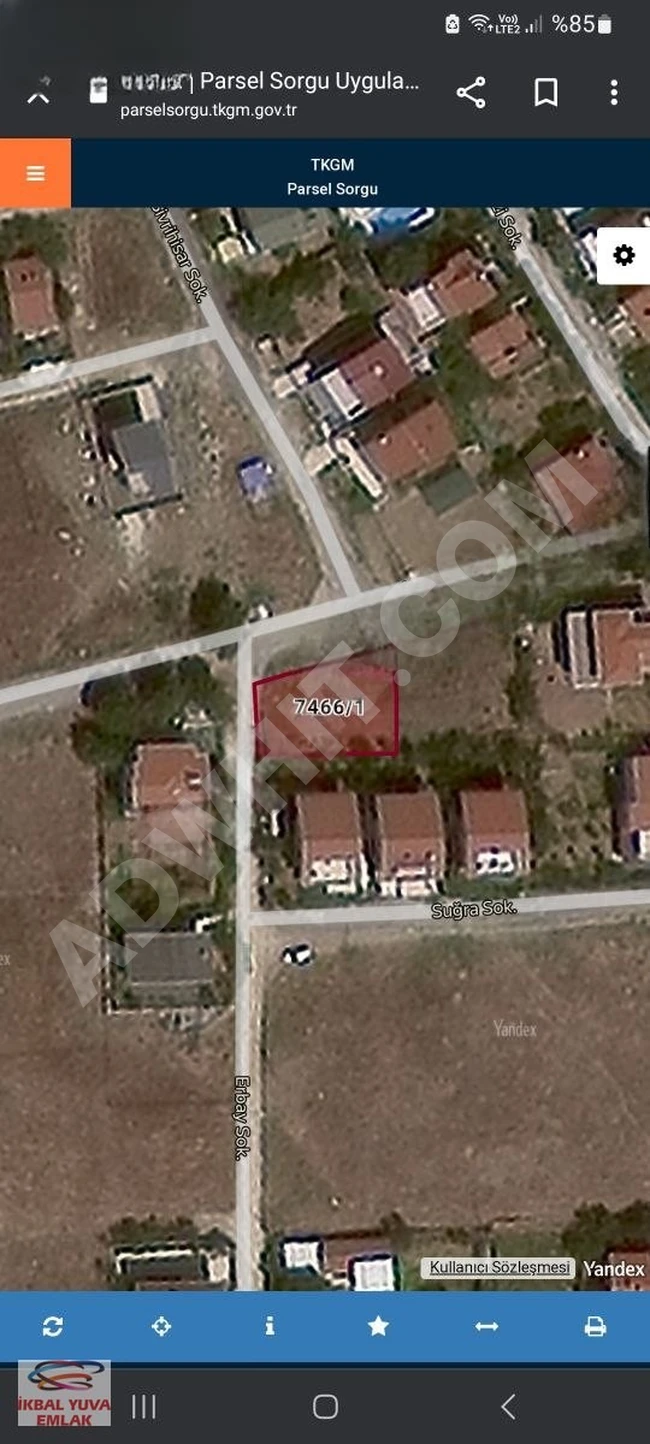 A plot of land with an area of 335 square meters for sale, with two road frontages designated for the construction of a villa in SİLİVRİ GÜMÜŞYAKA.