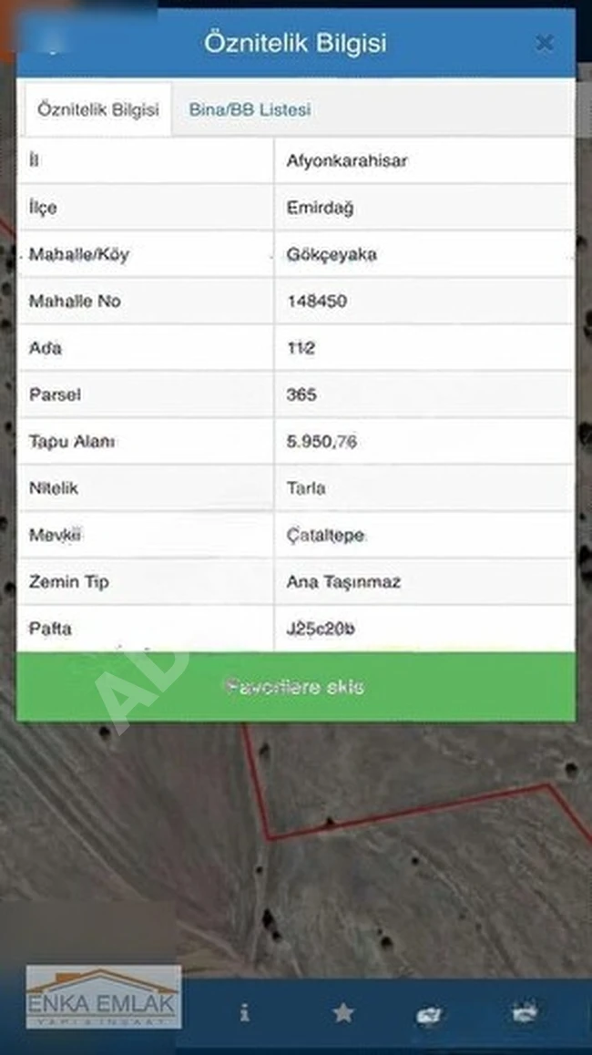 ارض مناسبة بمساحة 5.950 متر مربع , في AFYONKARAHİSAR EMİRDAĞ GÖKÇEYAKA