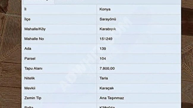 KONYA SARAYÖNÜ KARABIYIK'TA UYGUN ARSA