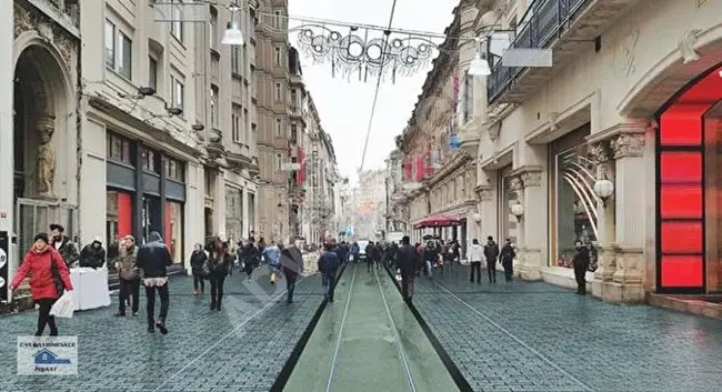 مبنى من 7 طوابق بمساحة 1260 م2، يقع بالقرب من Taksim في شارع İstiklal ، ويحتوي على محل تجاري مكون من 3 طوابق في الطابق السفلي.