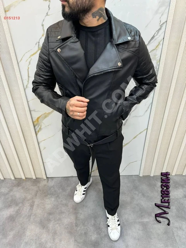 Men's quilted leather jacket