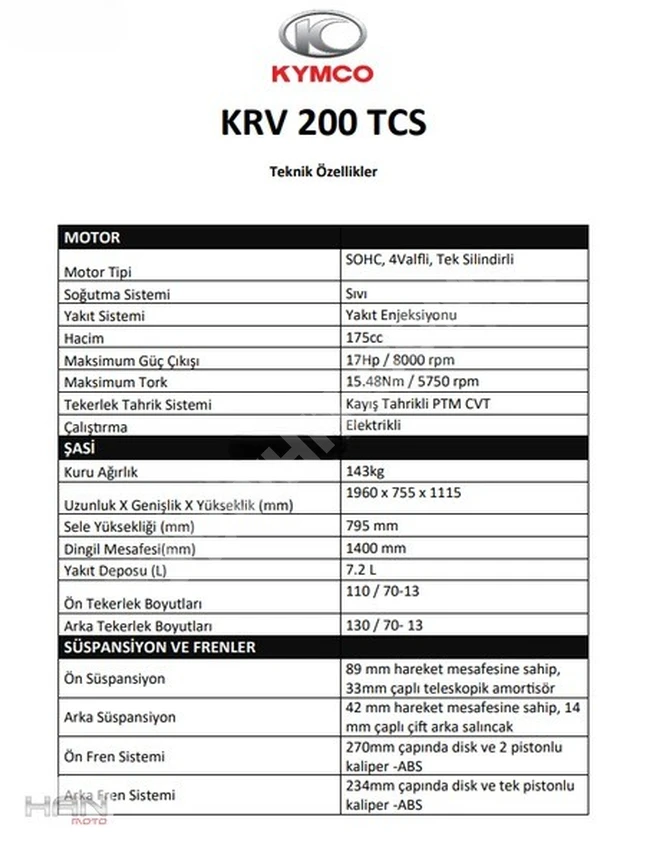 2024 MODEL KRV 200 DE 12 TAKSİT KAÇMAZ FIRSAT KYMCO HAN-MOTO'DA