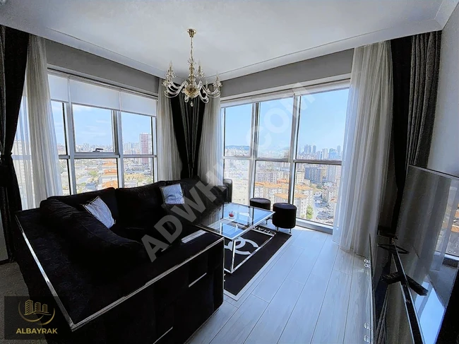 Fourteenth floor with city view, luxurious design, furnished, 2+1 apartment, with pool and parking space (vacant).