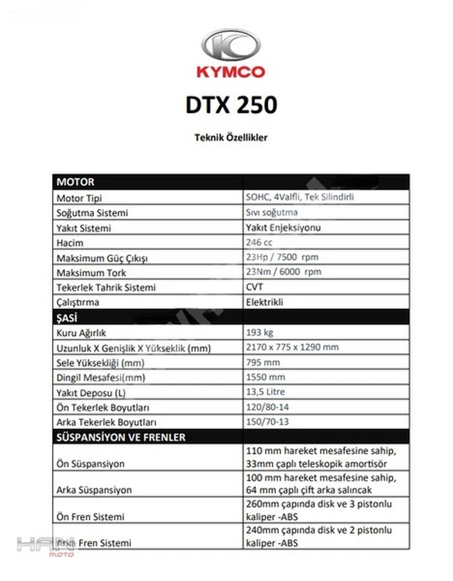 2024 DTX 250 12 TAKSİT HAN-MOTO KOŞUYOLUN DA