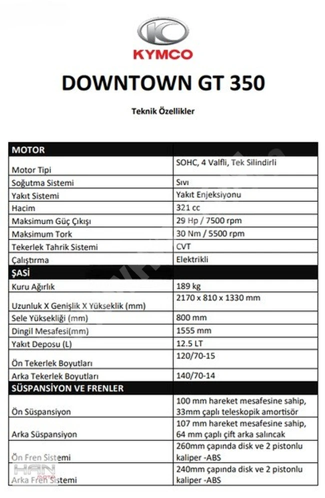 2024 KYMCO DOWNTOWN GT 350 12 TAKSİT HAN MOTO KOŞUYOLUN'DA.