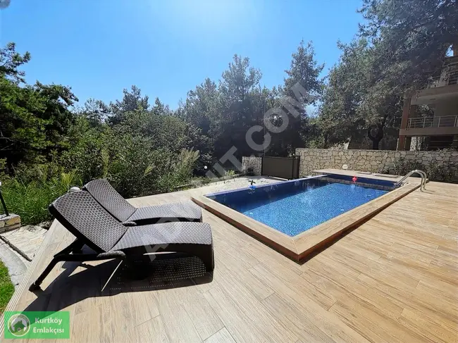 For sale: A furnished, stand-alone villa with a swimming pool overlooking the forest in Soğucak.