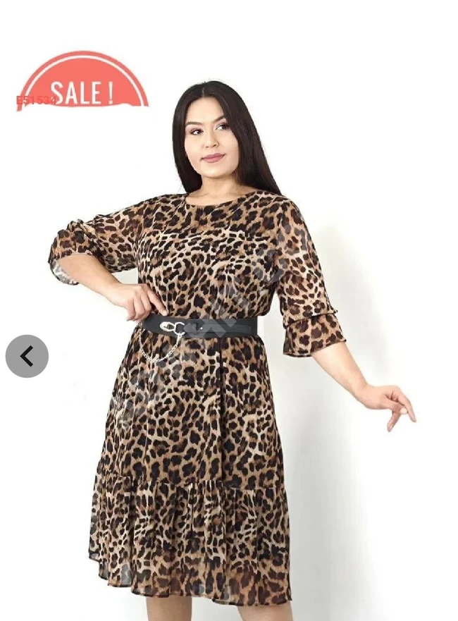 Lined Tiger Print Chiffon Dress