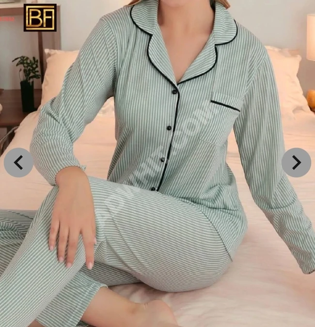 Striped button-up loungewear pajamas