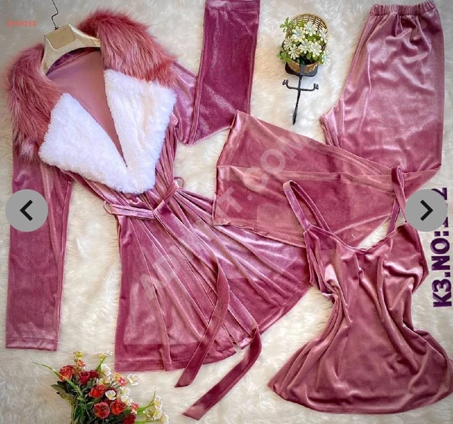 Bridal velvet pajamas with fur