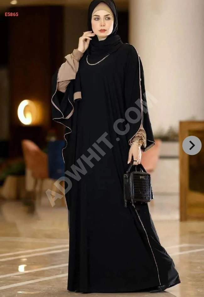 Abaya made of Aero bean fabric with a scarf