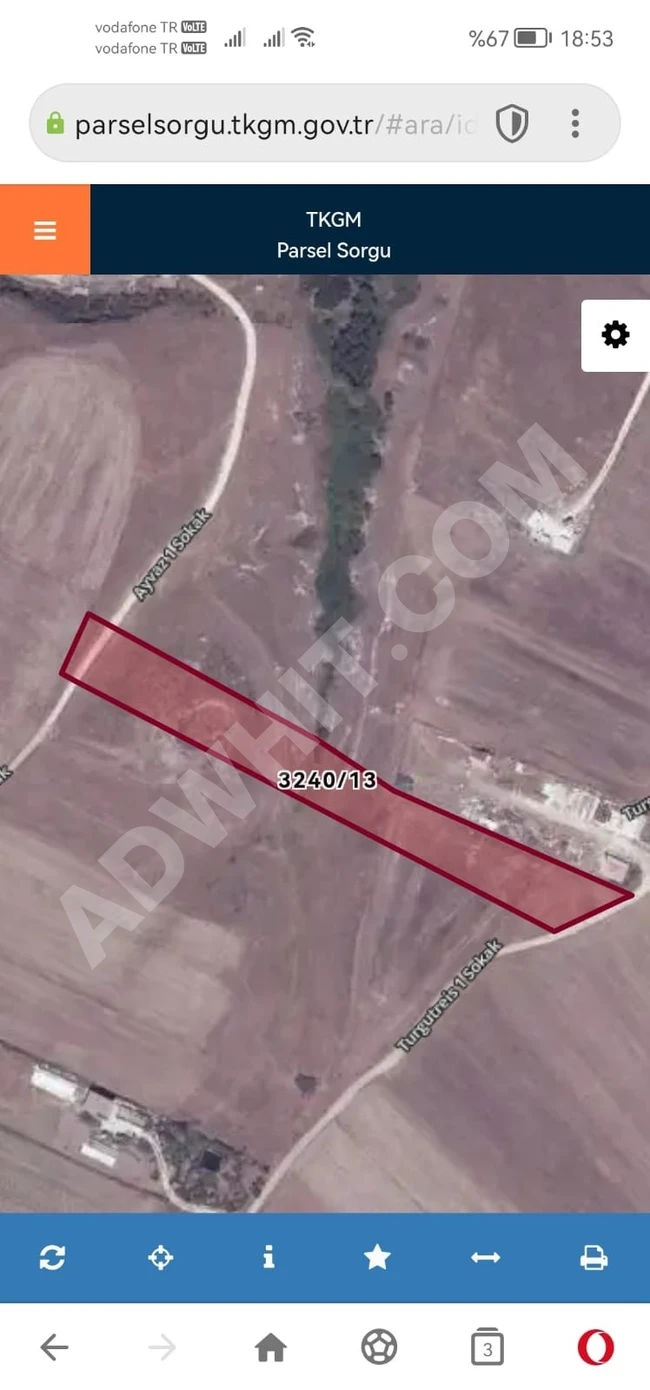 Agricultural land for sale by owner, 722 square meters facing the road, with a specific location determined.