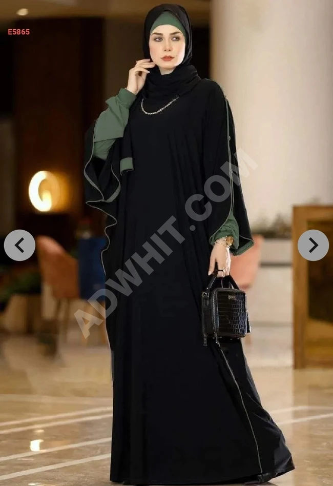 Abaya made of Aero bean fabric with a scarf