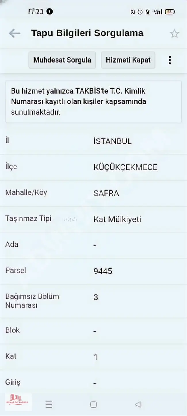 KÜÇÜKÇEKMECE/TEVFİKBEY/SATILIK &DAİRE( Kat Mülkiyetli)