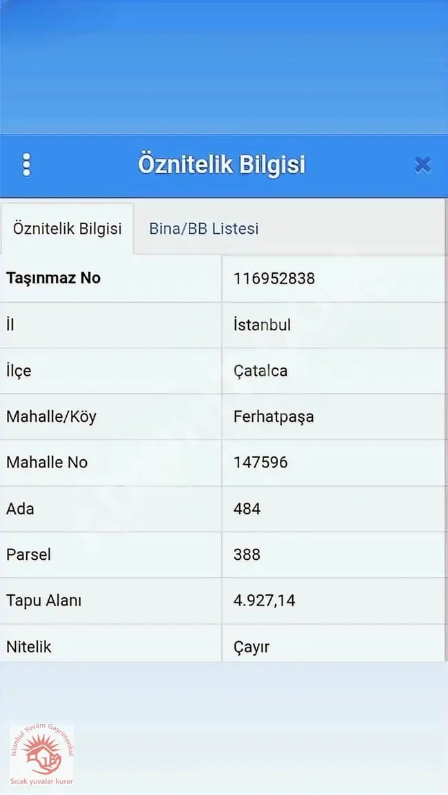 YUVAM'dn ÇATALCA FERHATPAŞA MAHALLESİNDE TEK TAPU ACİL SATILIK