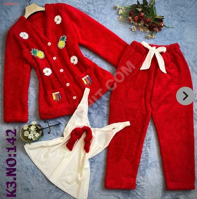 Velvet pajamas with fur for home use