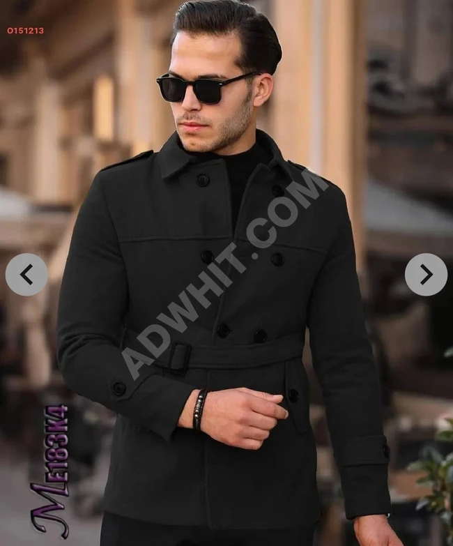 Men's wool jacket with belt