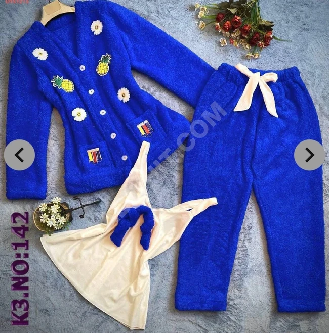 Velvet pajamas with fur for home use