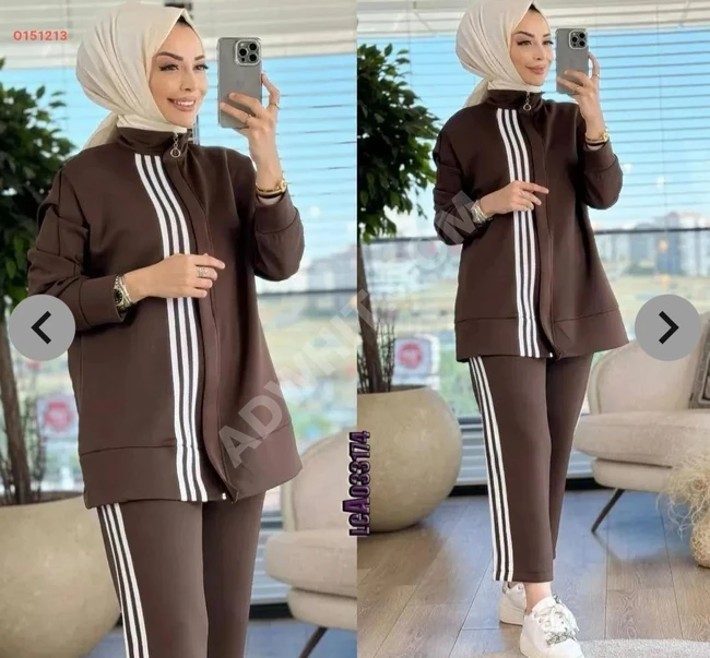 Pantsuit with Striped Jacket for Hijabis