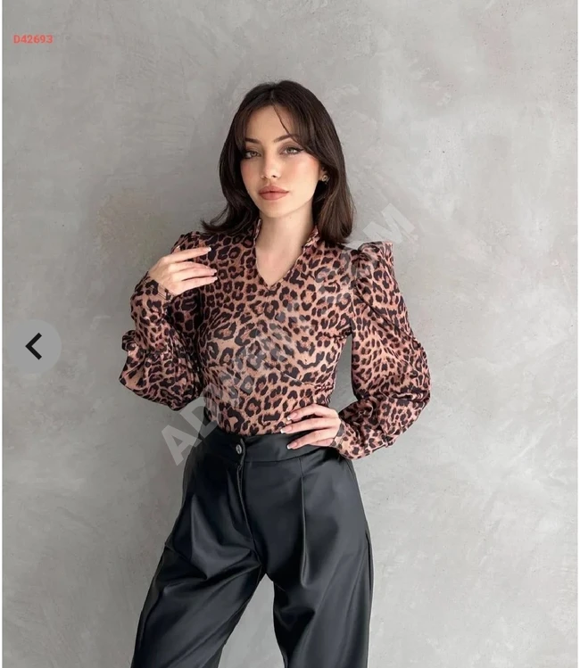 Tiger print long sleeve blouse