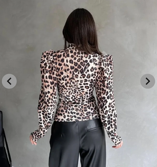 Tiger print long sleeve blouse