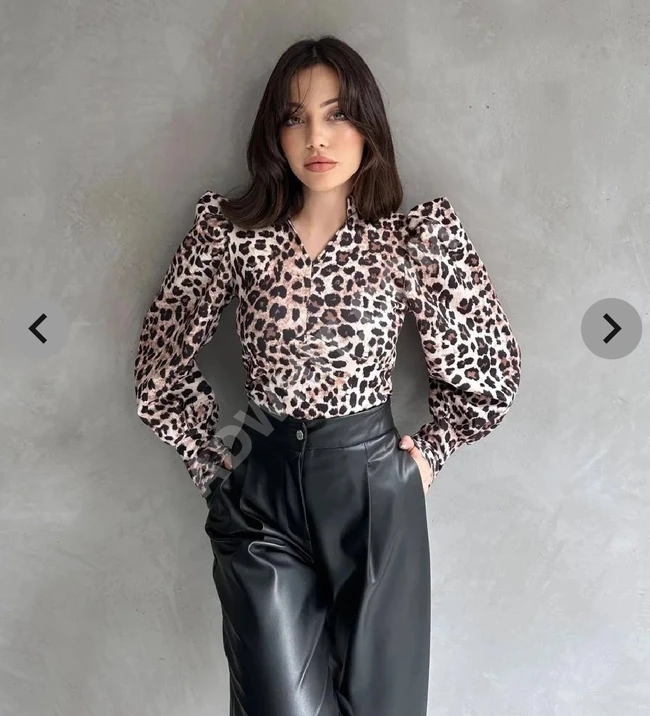 Tiger print long sleeve blouse