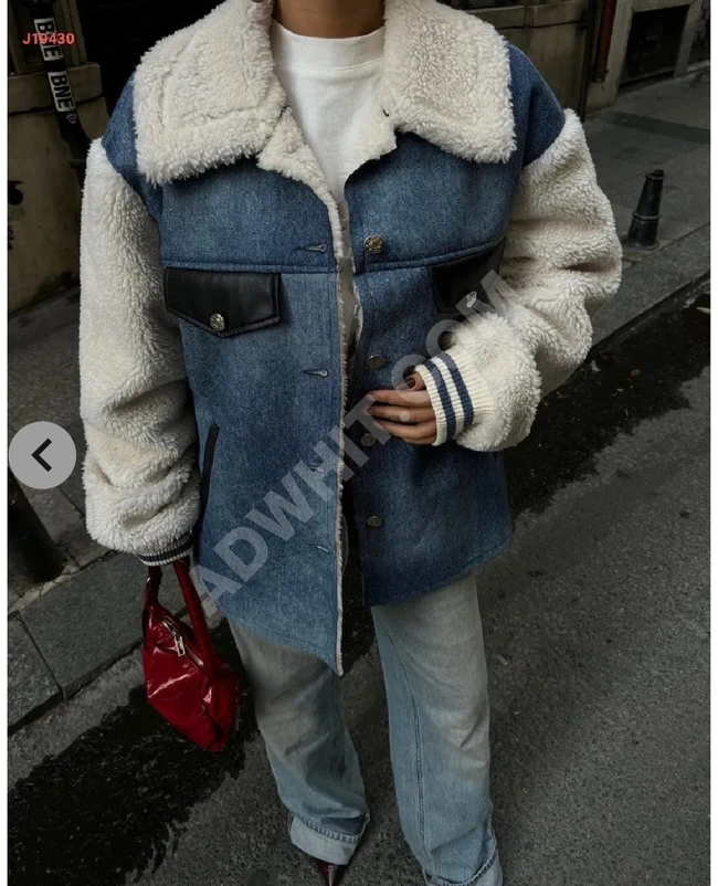 Winter denim jacket with fur