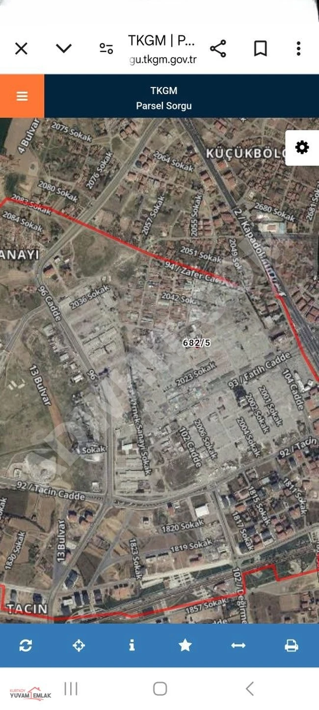 Land for sale, 150 square meters, located in the center of Aksaray, in the Tacin Old Industry area.