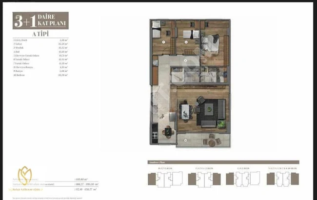 3+1 apartment in VADI EVLERI 1st Phase with 3 facades - from EMLAK KONUT