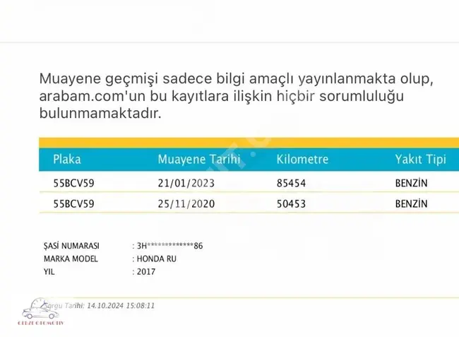 HONDA HRV 1.5 İ-VTEC EXECUTİVE سقف زجاج -بدون عيوب أو طلاء - GEBZE