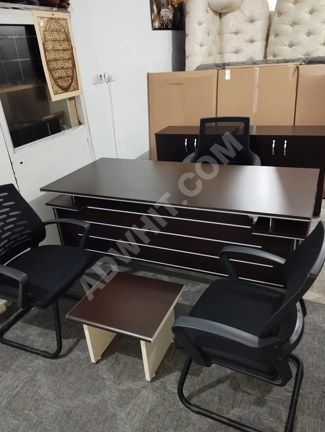 A complete new office set in Venge kahverengi color (dark brown)