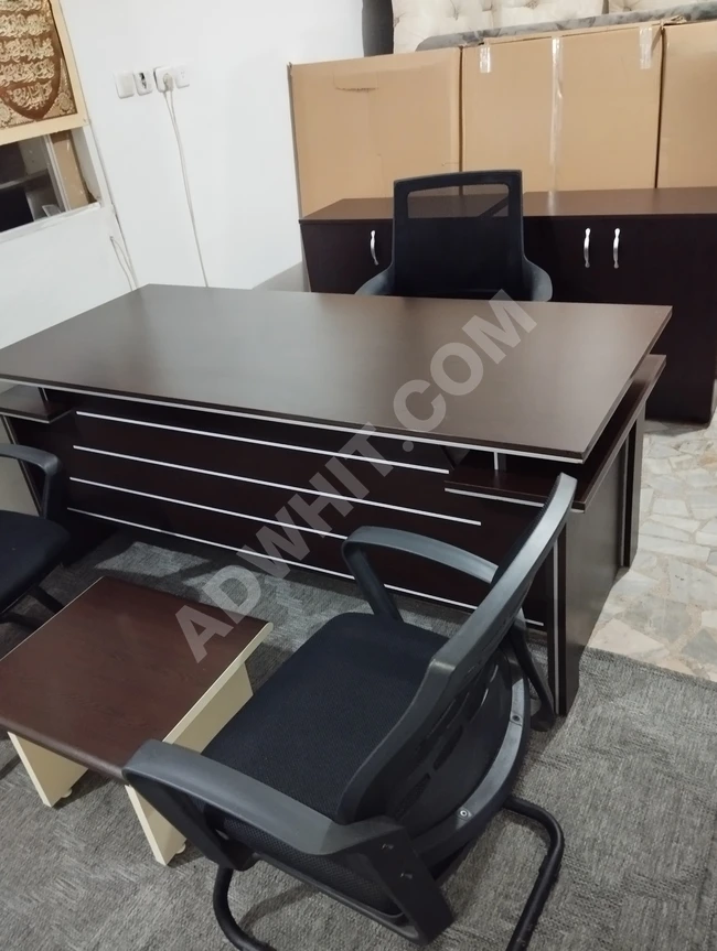 A complete new office set in Venge kahverengi color (dark brown)