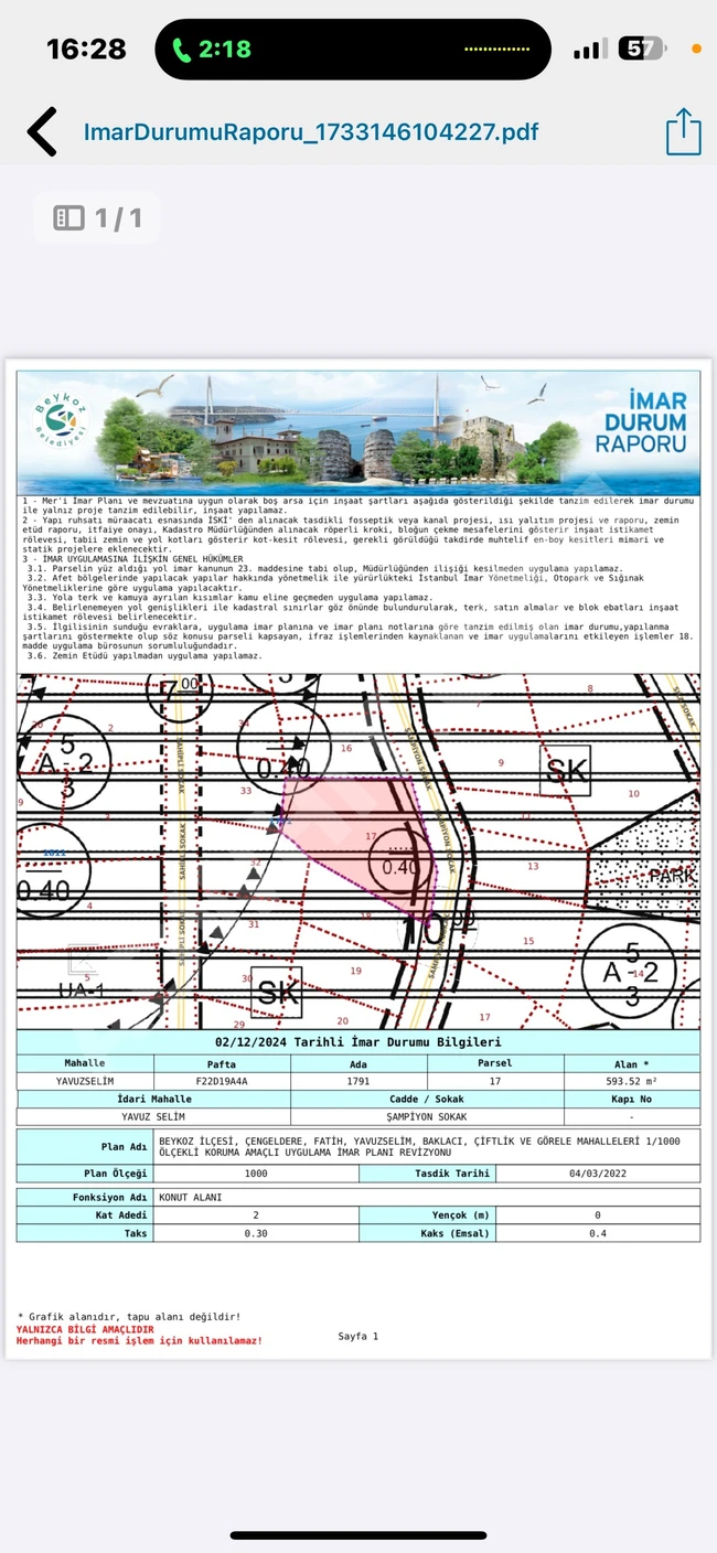 Land for sale in YAVUZSELIM