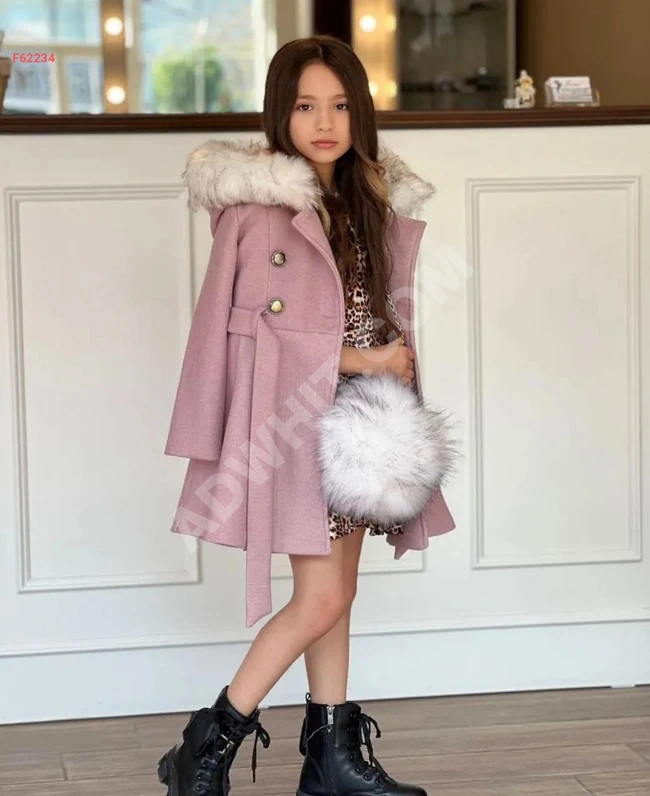 Girls' set: Tiger dress, coat, and bag