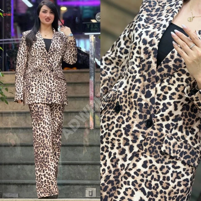 Leopar Pantolon ve Blazer Ceket Takım Elbise